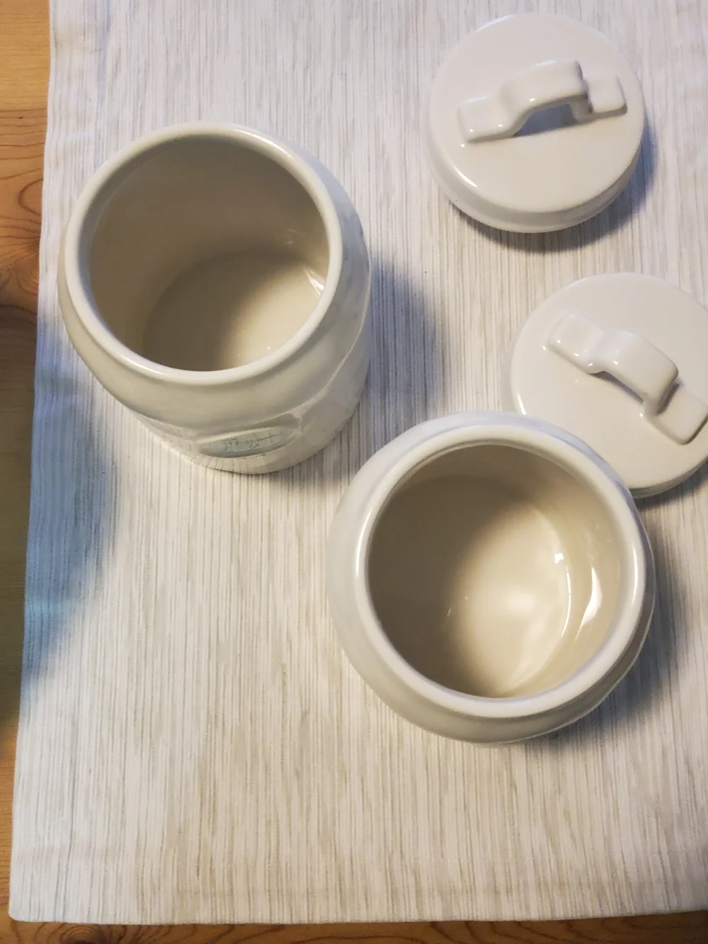 Rae Dunn White Ceramic Canisters with Turquoise Accent - Set of 2 